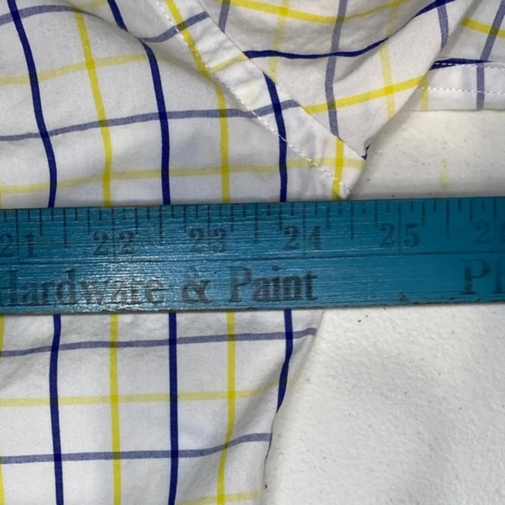 TOMMY HILFIGER 80’s Two Ply Cotton Yellow &‎ Blue Plaid Button Down Shirt Sz L